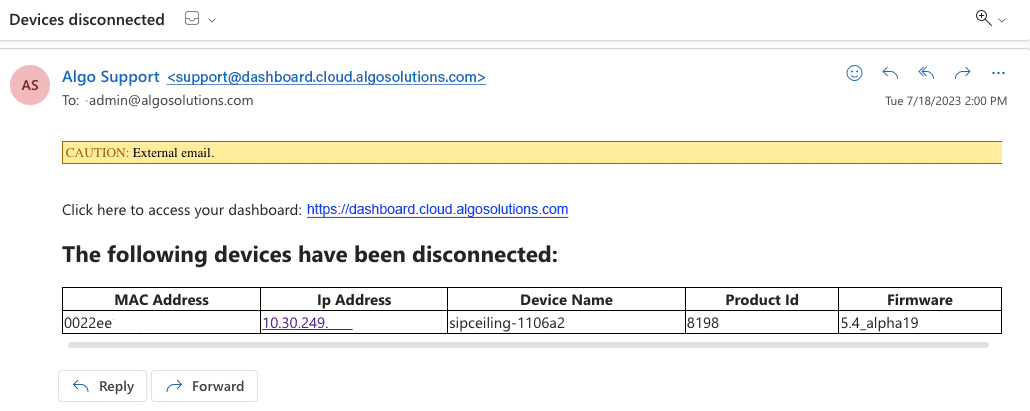 ADMP Disconnection email